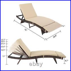Patio Chaise Lounge Chair Outdoor Camping Cot Sun Recliner Beach Bed for Pool