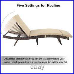 Patio Chaise Lounge Chair Outdoor Camping Cot Sun Recliner Beach Bed for Pool