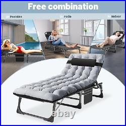 Patio Chaise Lounge Chairs Outdoor Portable Sleeping Bed Cot Chair for Beach