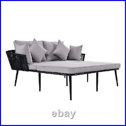 Patio Furniture Set Daybed Sofa Woven Nylon Outdoor Conversation Chair withCushion