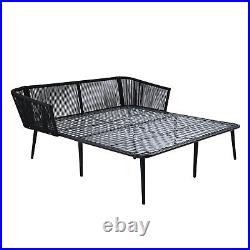 Patio Furniture Set Daybed Sofa Woven Nylon Outdoor Conversation Chair withCushion