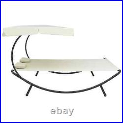 Patio Lounge Bed with Canopy and Pillows Cream White vidaXL