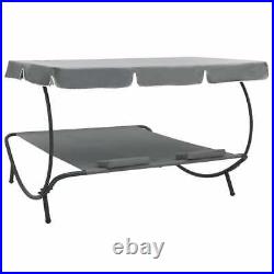 Patio Lounge Bed with Canopy and Pillows Gray vidaXL