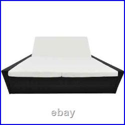 Patio Lounge Bed with Cushion Poly Rattan Black vidaXL
