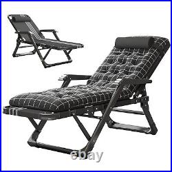 Patio Lounge Chair Chaise Bed Adjustable Beach Reclining seat with Pillow 440lbs