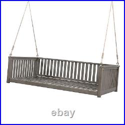 Patio Minimalist Twin Size Garden Swing Bed Wood Porch Swing/ Ropes