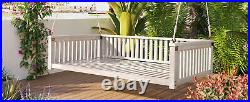 Patio Minimalist Twin Size Garden Swing Bed Wood Porch Swing Ropes Sloped Design