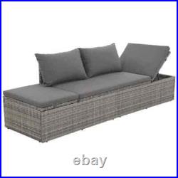 Polly Rattan Outdoor Chaise Lounge Chair Sofa Couch Recliner Patio Sun Bed Grey