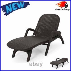 Pool Faux Wicker Chaise Lounge Chair Outdoor Patio Sun Bed Recliner Backyard USA
