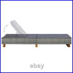 Pool Side Porch Chaise Lounge Chair Outdoor Patio Sun Bed Rattan Gray Wood Legs