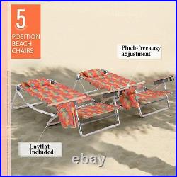Portable Beach Chair Folding Patio Reclining Lounger Adjustable Camping Bed