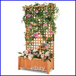 Raised Garden Bed Planter Box Climbing Plants Container withHanging Roof & Trellis