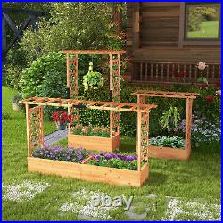 Raised Garden Bed with Trellis Hanging Roof Planter Box Drainage Holes for Patio