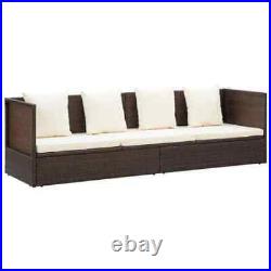 Rattan Garden Day Bed Cushioned Outdoor Patio Bench Sun Lounge Chair Sofa Brown