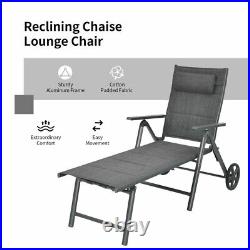 Recliner Chaise Lounge Chair Folding Bed Adjustable Outdoor Patio Beach Camping