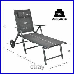 Recliner Chaise Lounge Chair Folding Bed Adjustable Outdoor Patio Beach Camping
