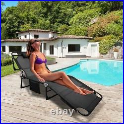 SLSY Folding Lounge Chair Bed Cot 4-Position Adjustable Patio Reclining With Pad