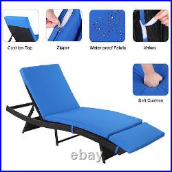 S Shape Outdoor Rattan Chaise Porch Lounge Chair Patio Sun Bed Recliner Cushioq5
