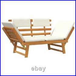 Solid Wood Garden Bench Day Bed Sofa with Cushions for Outdoor Patio Garden US