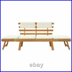 Solid Wood Garden Bench Day Bed Sofa with Cushions for Outdoor Patio Garden US
