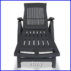 Sun Lounger with Footrest Plastic Anthracite Outdoor Patio Sun Bed