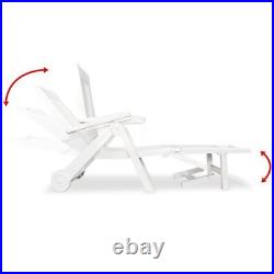 Sun Lounger with Footrest Plastic White Outdoor Patio Sun Bed