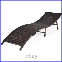Topbuy Outdoor Patio Rattan Wicker Lounge Chair Chaise Folding Couch Bed