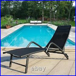 US Adjustable Pool Chaise Lounge Chair Recliner Outdoor Patio Lawn Sun Bed Metal