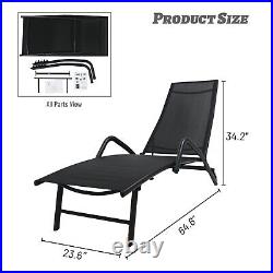US Pool Chaise Lounge Chair Recliner Outdoor Patio Sun Bed Furniture Adjustable