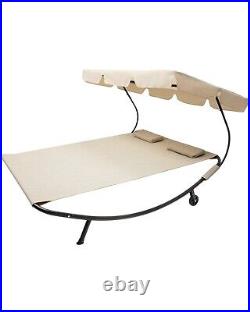 VARVIND Patio Outdoor Double Chaise Lounge Wheeled Hammock Bed