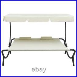 VidaXL Patio Lounge Bed with Canopy and Pillows Cream White