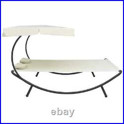 VidaXL Patio Lounge Bed with Canopy and Pillows Cream White