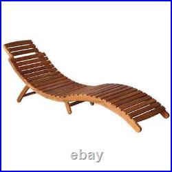 Wood Pool Chaise Lounge Chair Outdoor Patio Sun Bed Recliner With Table + Cushion