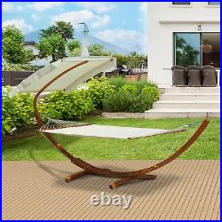 Wooden Hammock Swing Bed Outdoor Patio Lounger with Canopy Sun Shade Outside