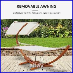 Wooden Hammock Swing Bed Outdoor Patio Lounger with Canopy Sun Shade Outside