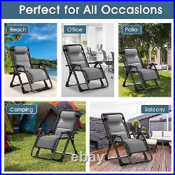 Zero Gravity Chair, Folding Outdoor Patio Lounge Recliner with Cup Holder